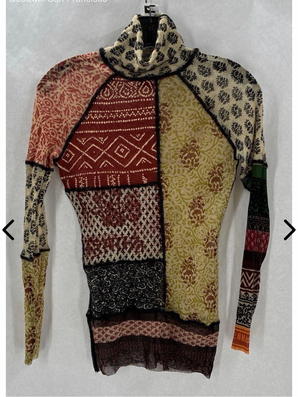RARE Jean Paul Gaultier Patchwork Tribal Sweatshirt Top - S